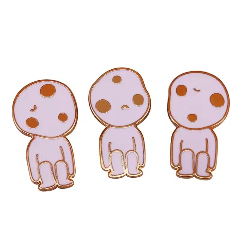 Kodama Enamel Pin Set – 3 Adorable Tree Spirits from Princess Mononoke